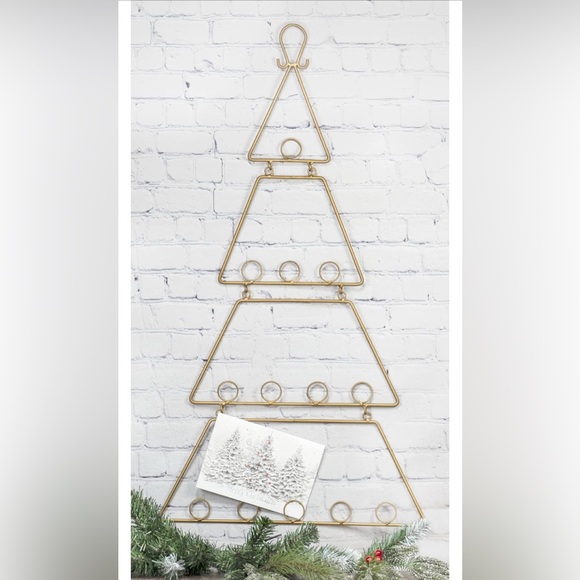 35" Metal Wall Hanging Ornament Tree Card & Photo Holder Display - Gold - Picture 5 of 10